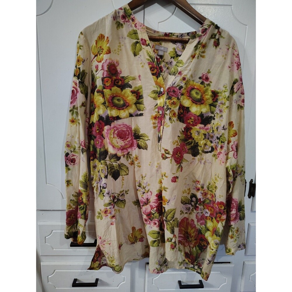 J Jill Floral Silk Blouse